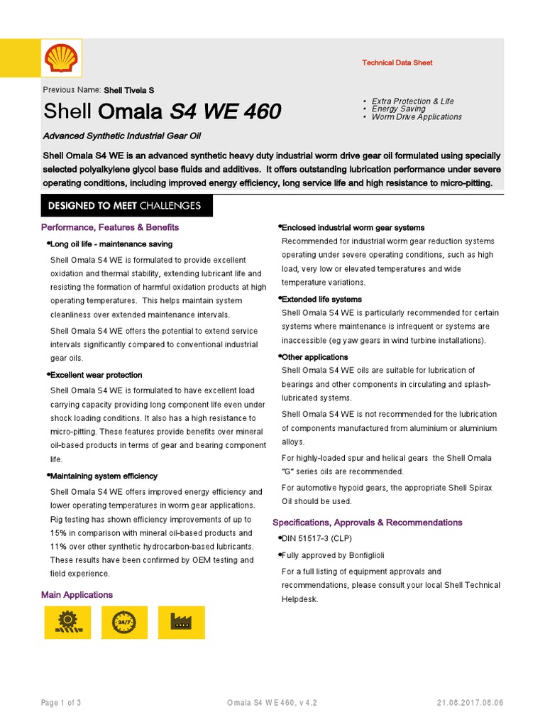Shell Omala S4 WE 460 | PDF | Lubricant | Gear