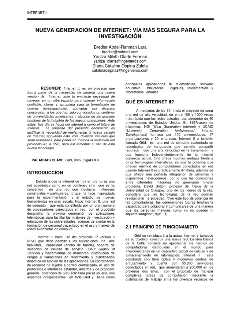 Nueva Generación de Internet Vía Más Segura para La Investigación | PDF