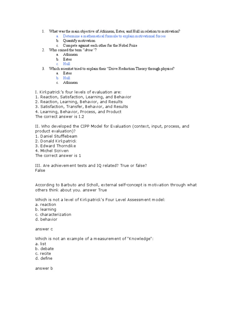 601 Final Exam Questions | PDF | Multiple Choice | Learning