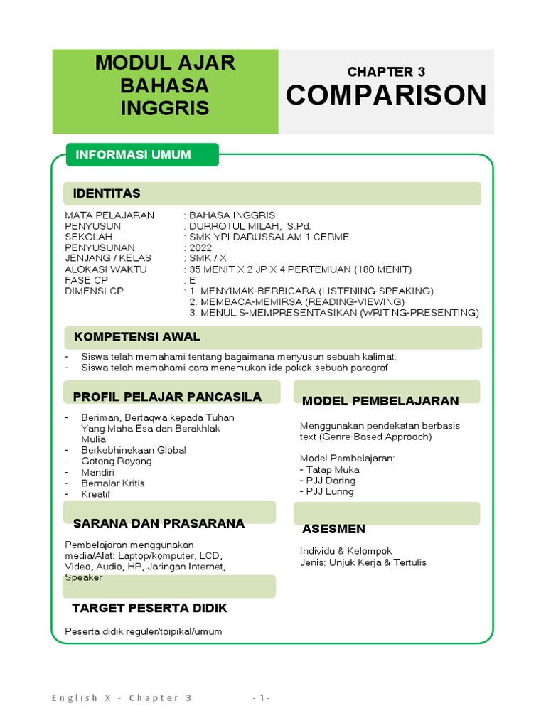 Modul 3 degree of comparison pdf karier perkembangan