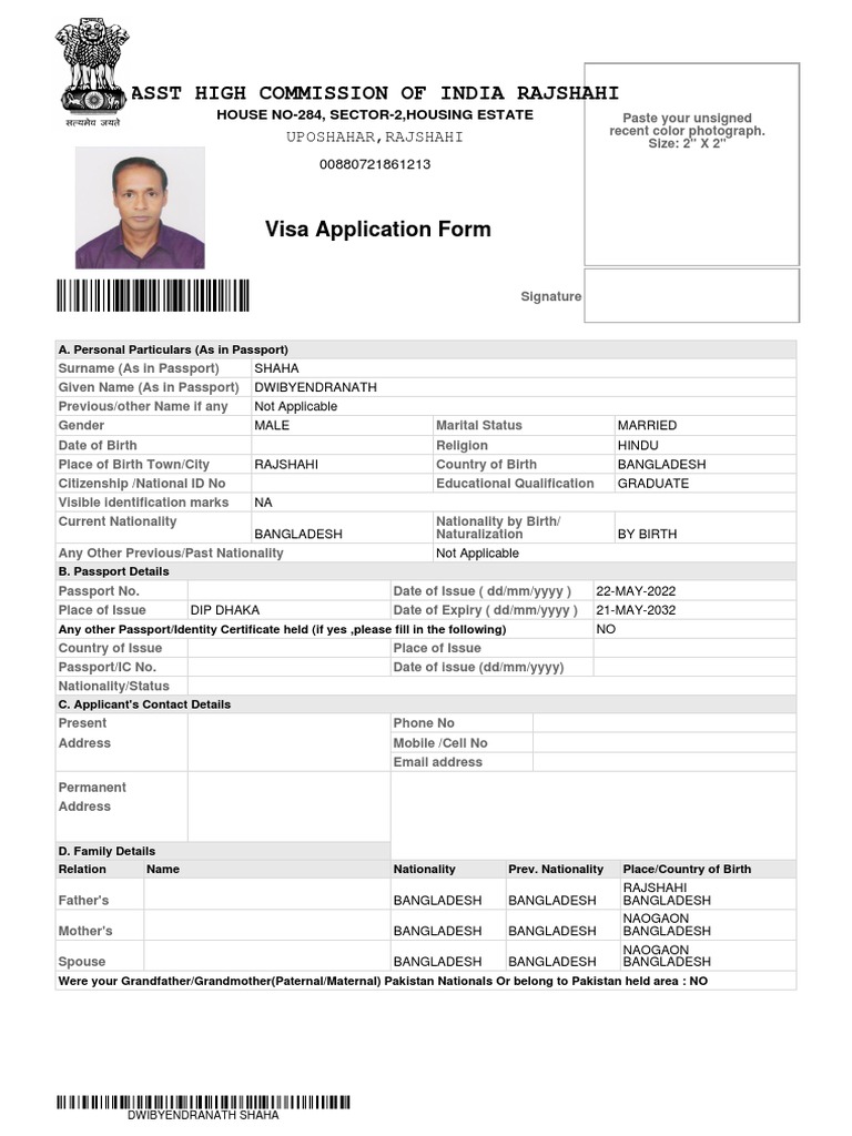What Is Visible Identification Marks In Indian Visa