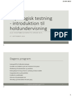 Psykologisk Testning - Introduktion Til Holdundervisning V Julie Hagstrøm Og Henriette Kirkeby