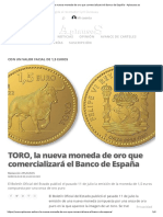 20-07-2022 TORO, La Nueva Moneda de Oro Que Comercializará El Banco de España - Aplausos - Es