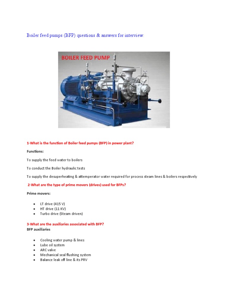 Boiler feed pumps questions and answers PDF Pump Valve