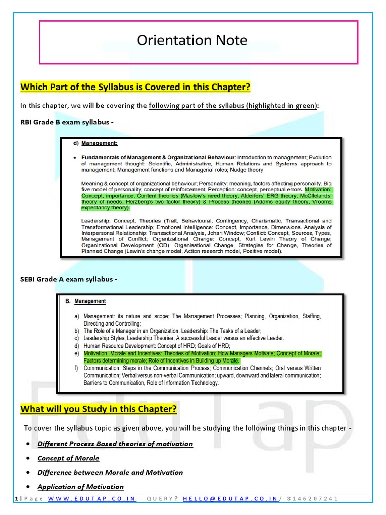 Orientation Note - Motivation Part 2 Lyst4727 | Download Free PDF ...