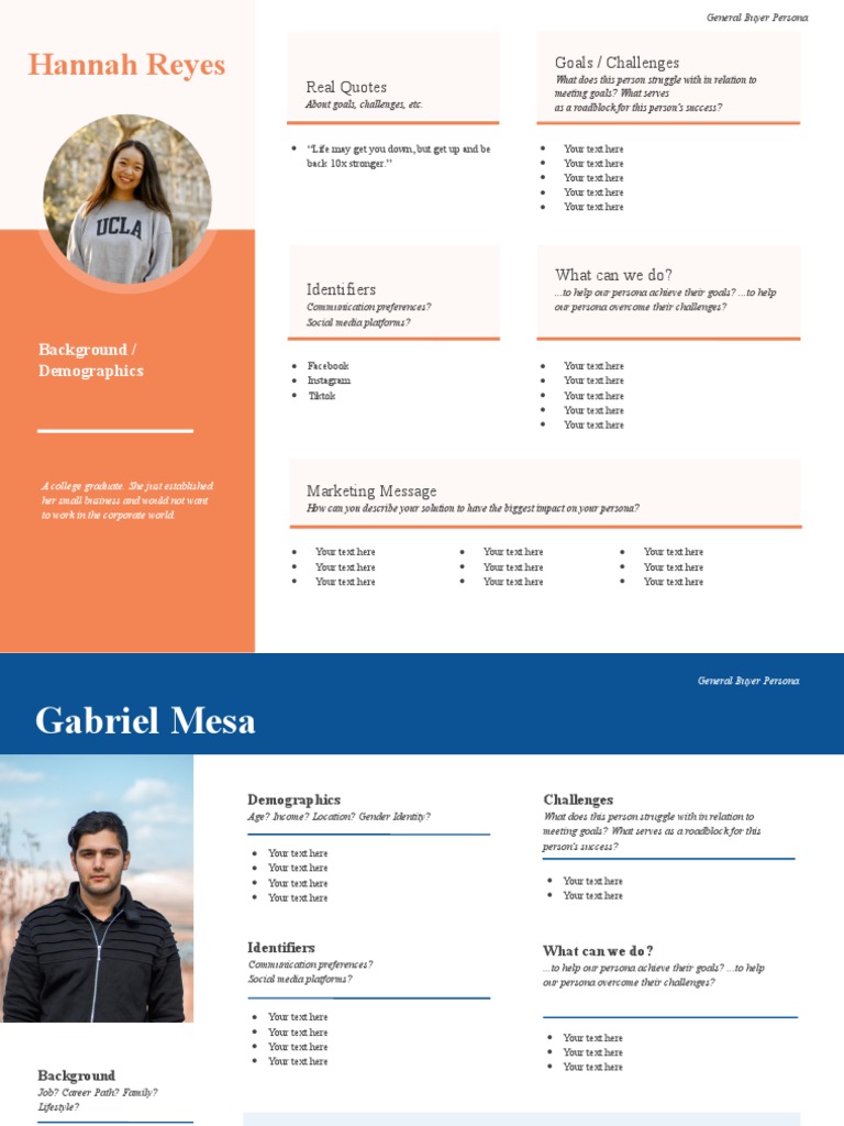 HubSpot Buyer Persona Templates PDF Marketing Social Media