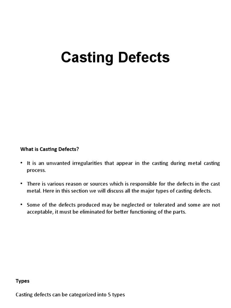 Types of Casting Defects Explained | PDF | Casting (Metalworking ...