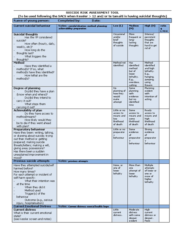 Suicide Risk Assessment Template | PDF | Suicide | Mental Health