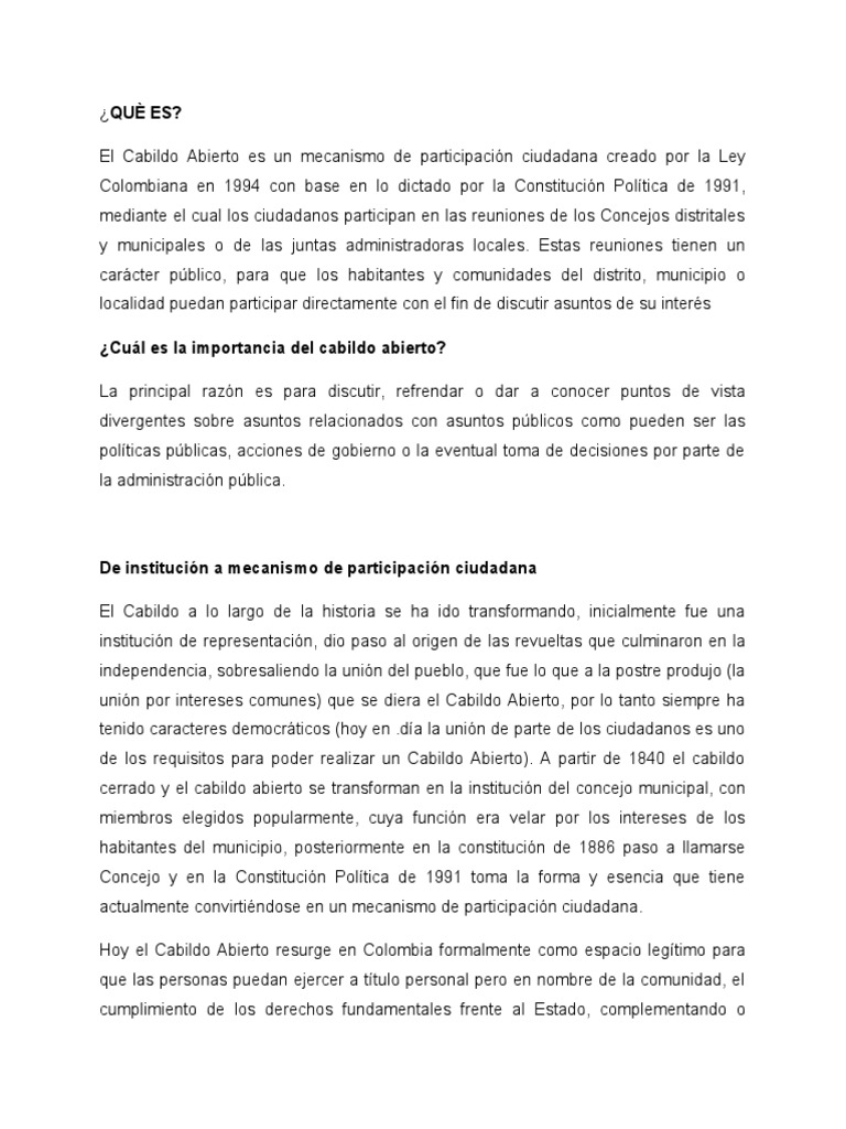 Cabildo Abierto Pdf Gobierno Local Democracia
