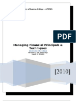 Managing Finincial Principles & Techniques Ms - Safina