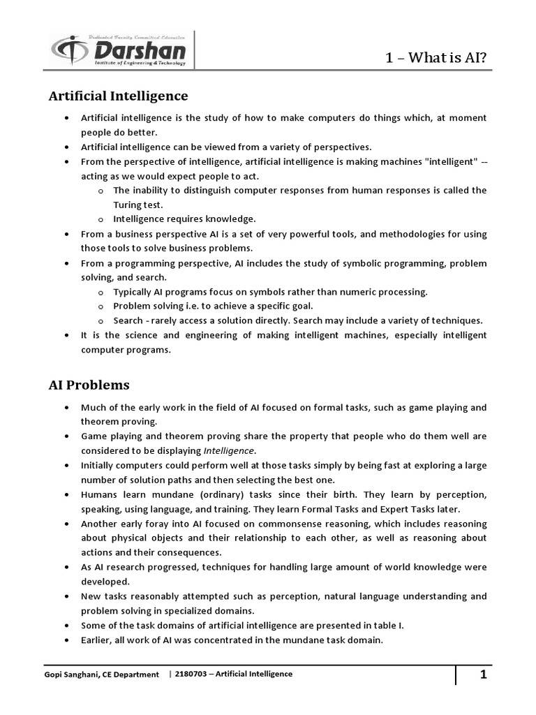 AI Notes 2 | PDF | Artificial Intelligence | Intelligence (AI) & Semantics