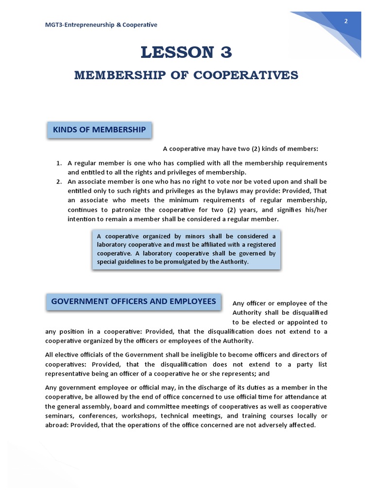 Types of Cooperative Membership | PDF | Finance & Money Management