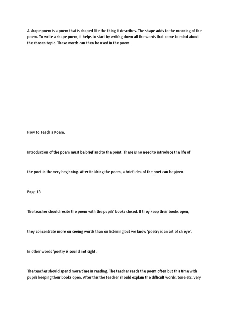 Teaching Shape Poems Effectively | PDF | Poetry | Teaching Method
