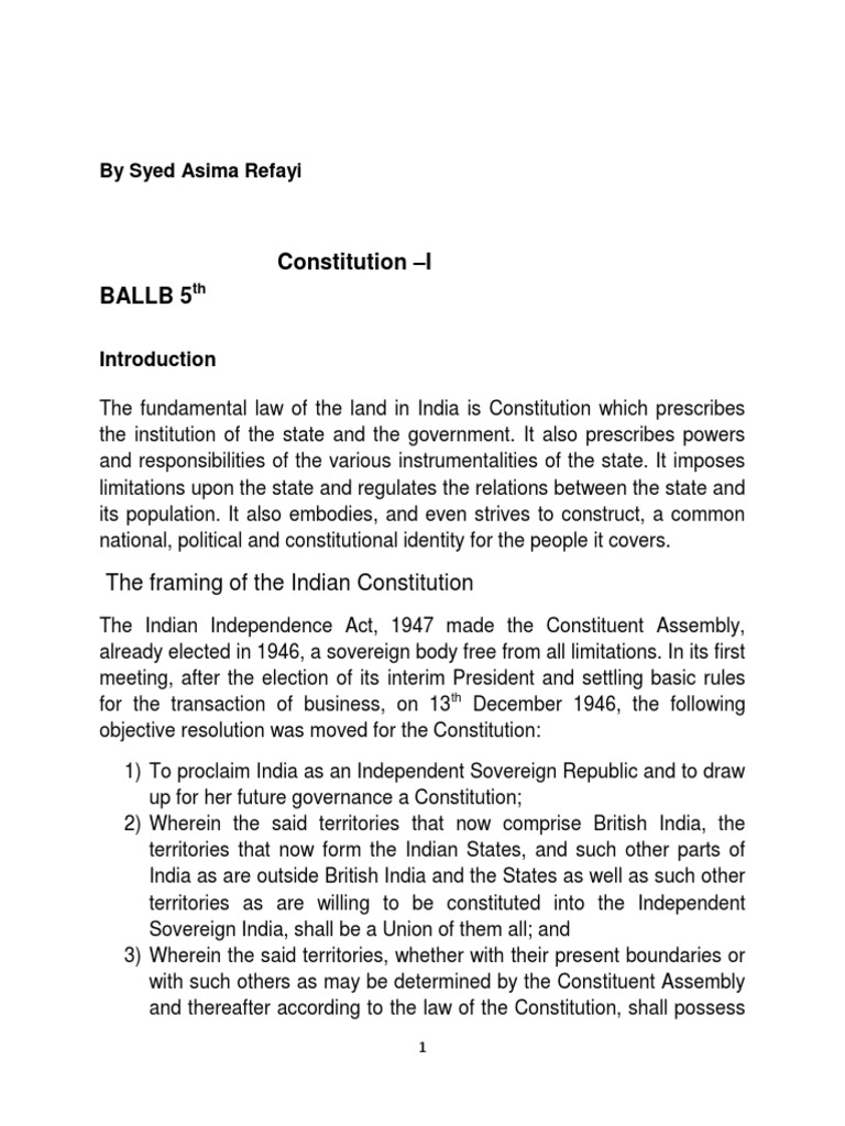 Salient Features of Indian Constitution PDF Constitutional