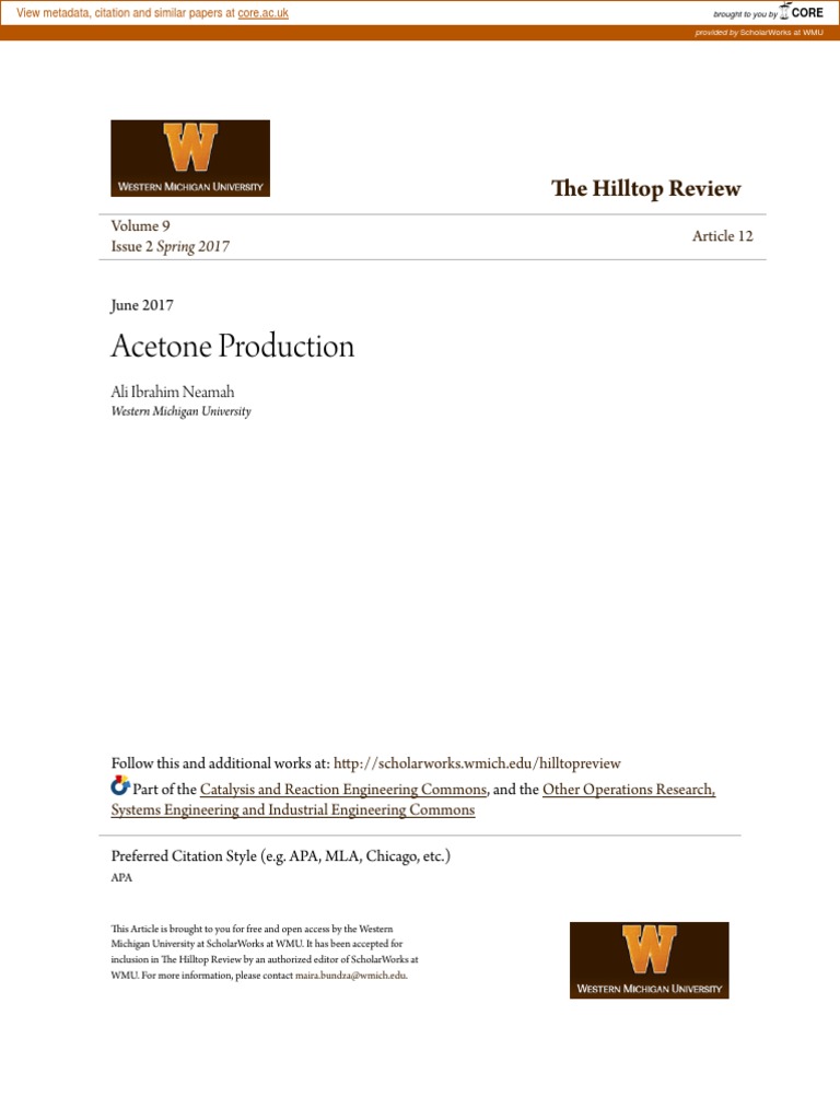 Acetone Production The Hilltop Review Descargar gratis PDF