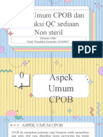 Aspek Umum CPOB Dan Produksi QC Sediaan Non Steril: Disusun Oleh: Cindy Paraditha Kasandra 19160047