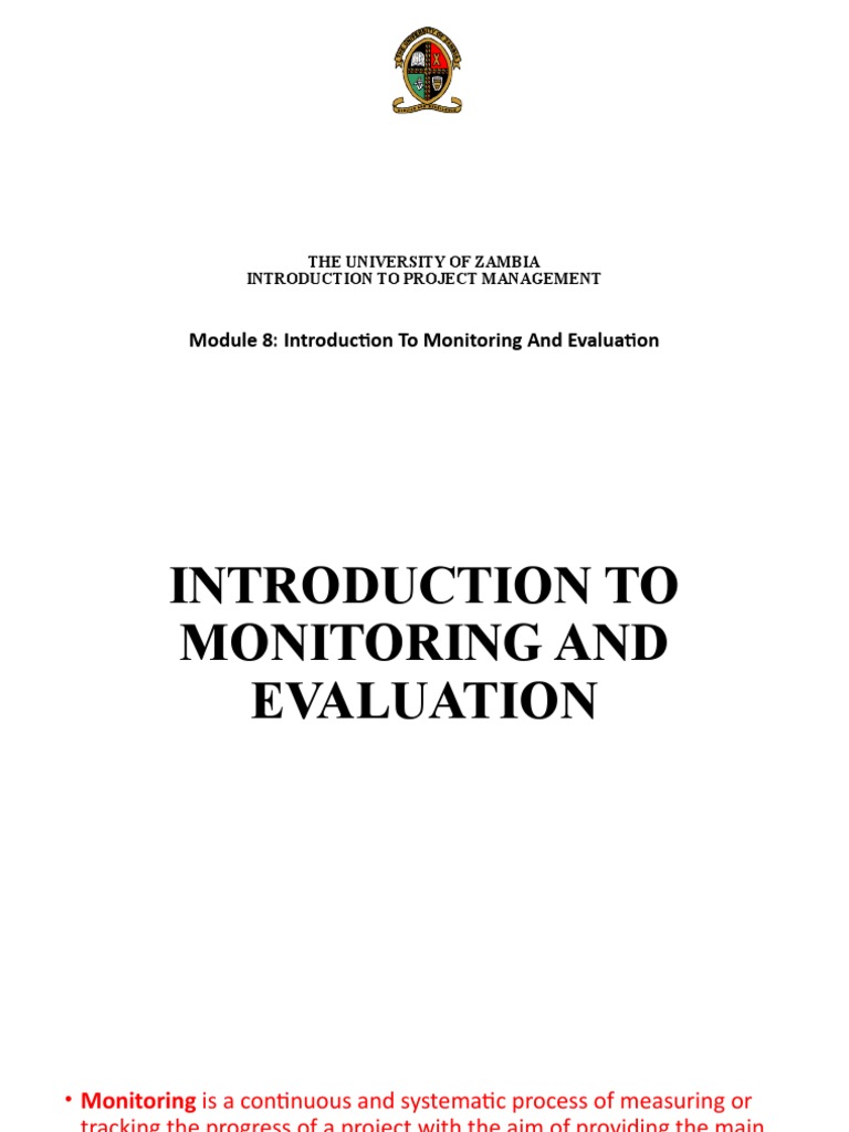 Module 8 INTRODUCTION TO MONITORING AND EVALUATION PDF Evaluation
