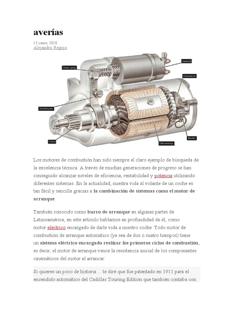 Qué es el motor de arranque: definición y componentes