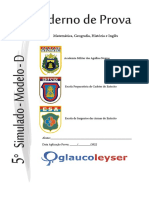 Prova de Simulado 5° com questões de Matemática, Geografia, História e Inglês