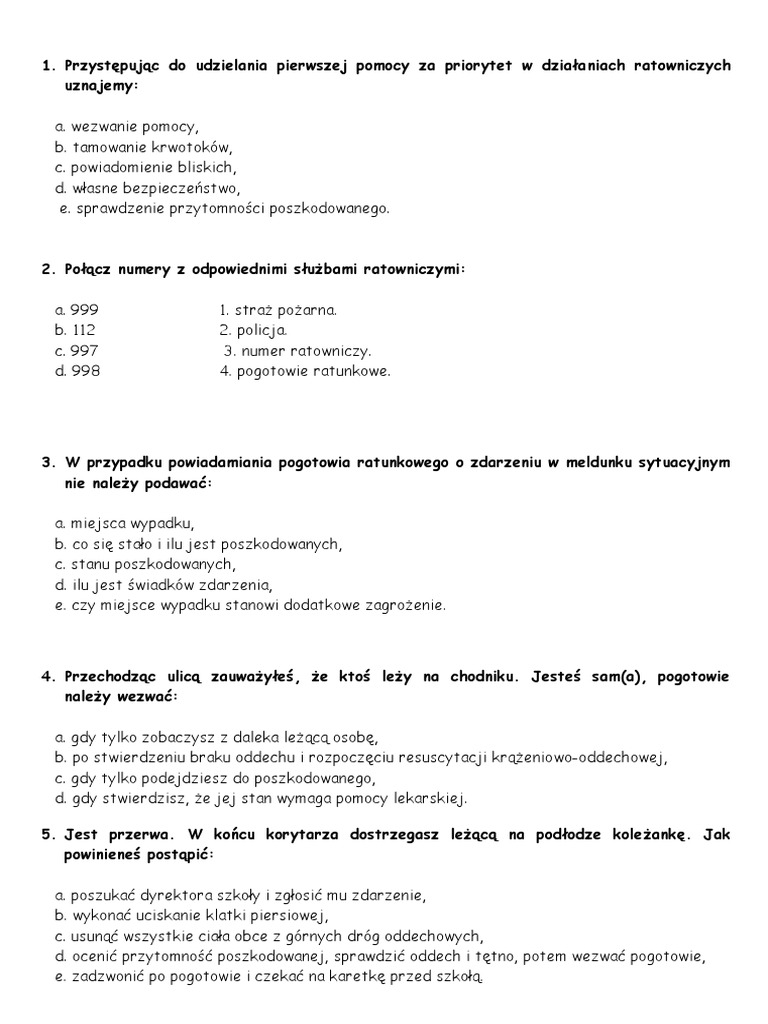 Test Pierwsza Pomoc Edb PDF