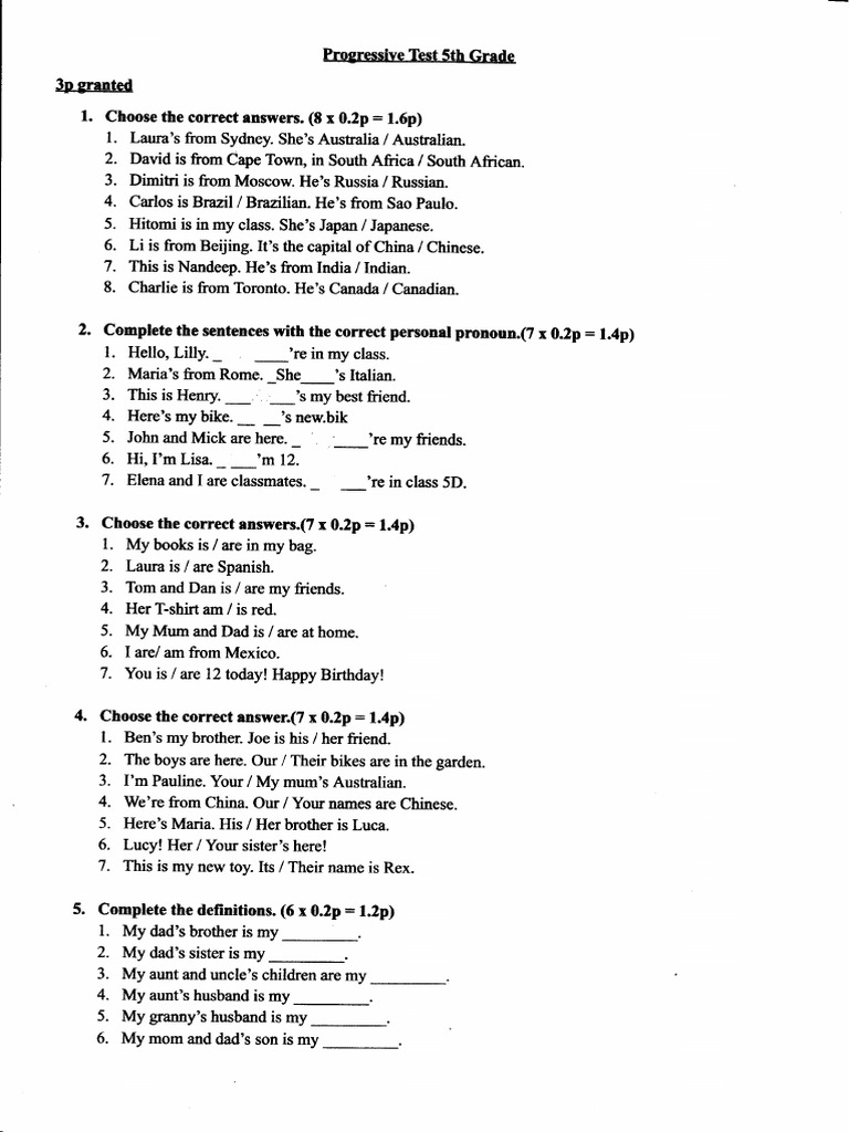 Progressive Test VTH Grade | PDF