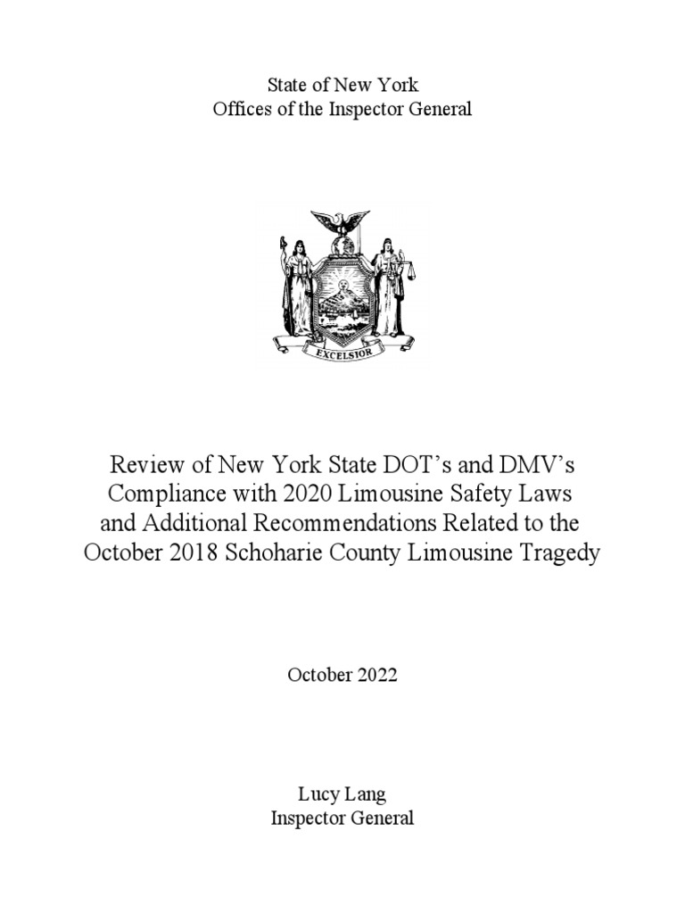 New York State Inspector General's Office Report PDF Department Of