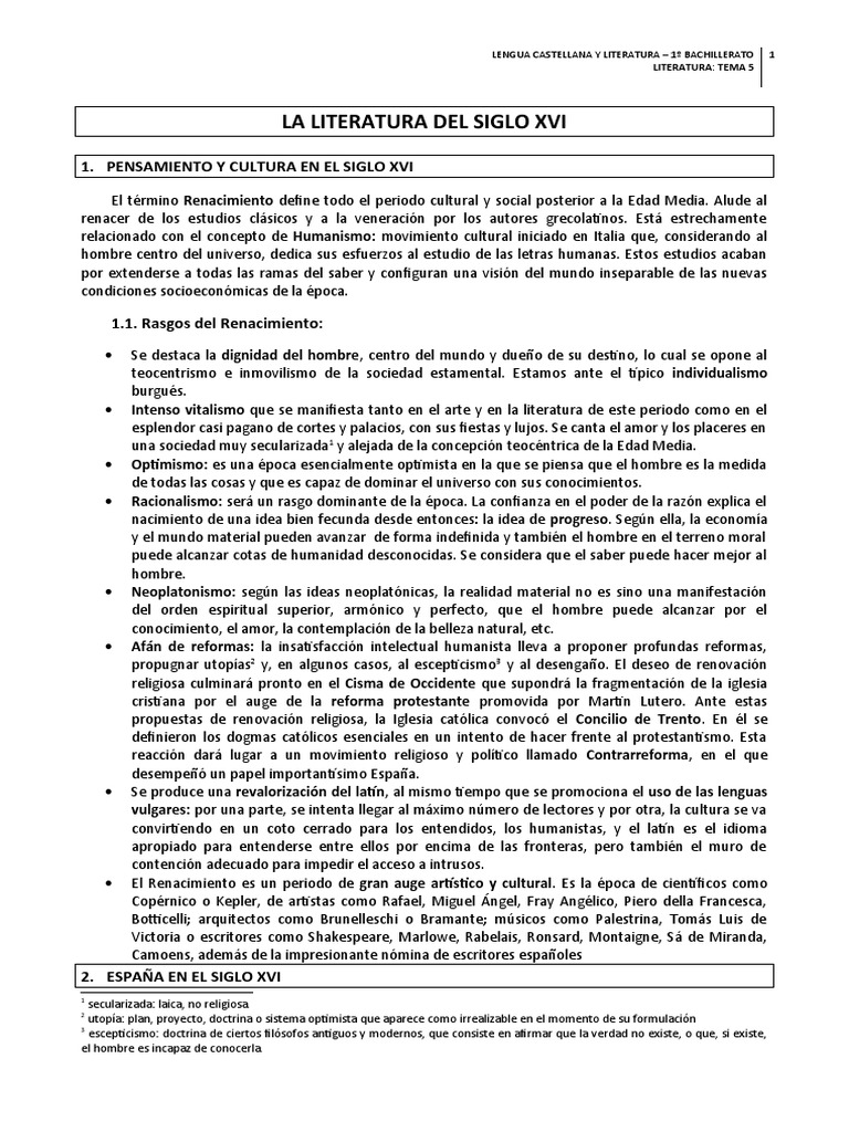 La Literatura Siglo Xvi Pdf