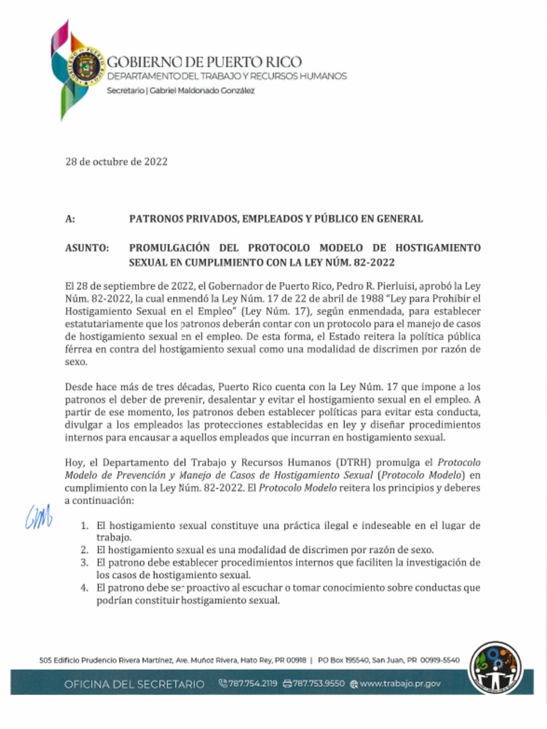 Promulgación Del Protoco Modelo Ley 82-2022 | PDF