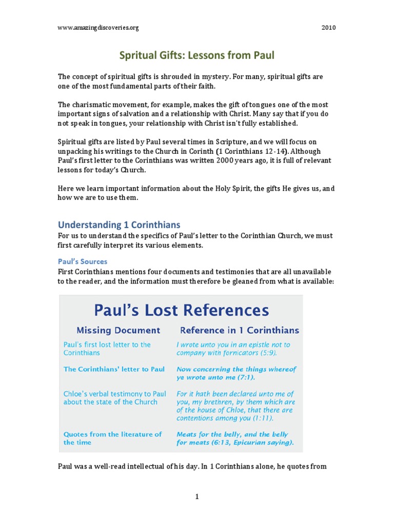 Spiritual Gifts | PDF | Spiritual Gift | Paul The Apostle