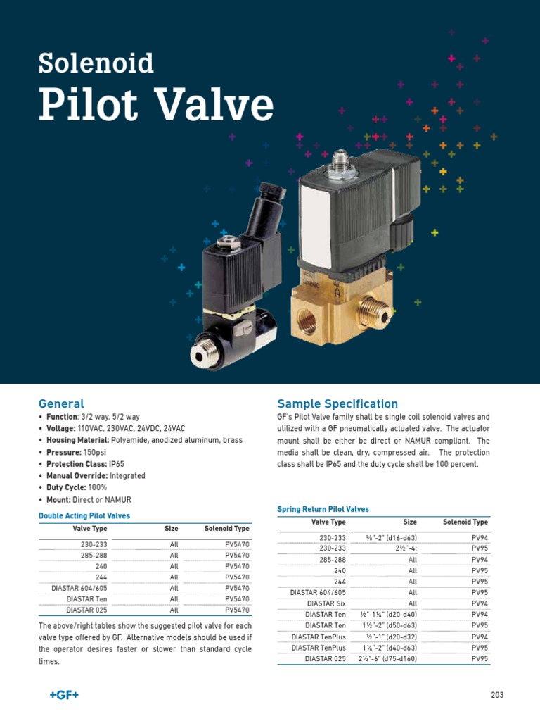 Pilot Valve Specifications and Features | PDF | Valve | Actuator