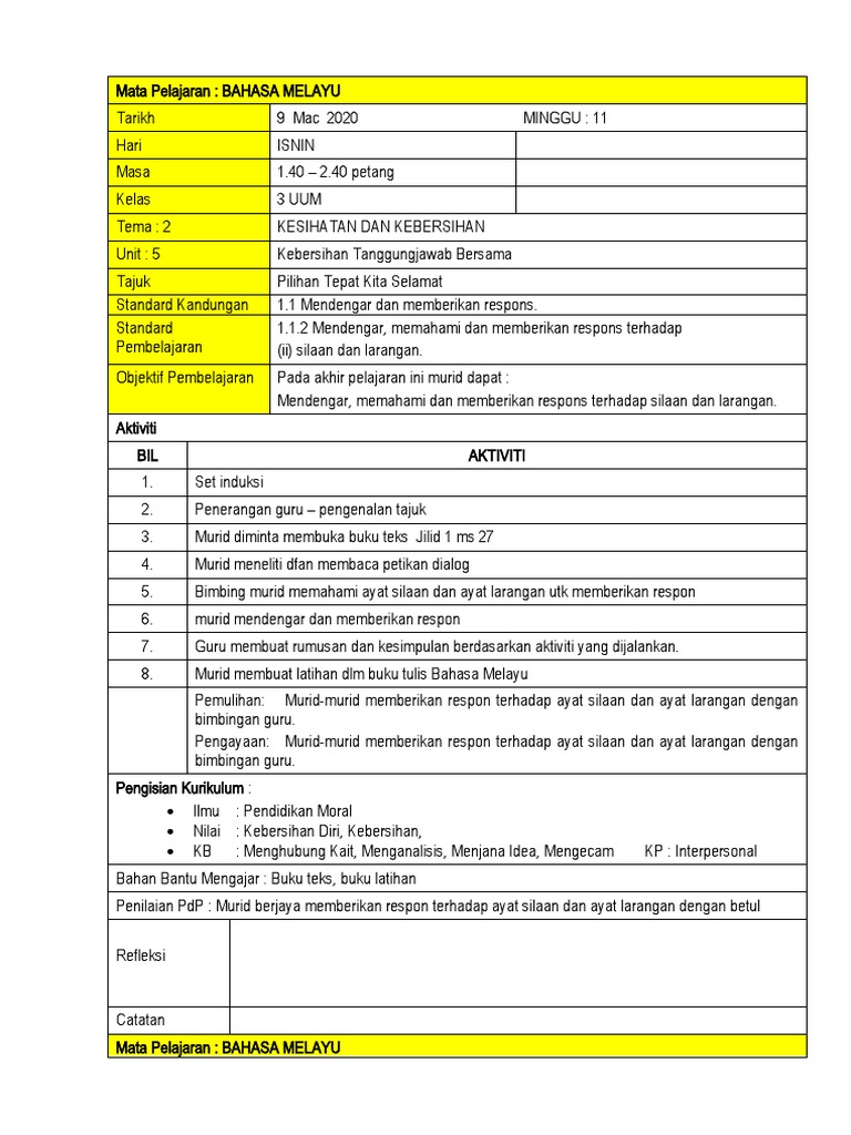 RPH BM M 11 (9 - 13 Mac 2020) | PDF