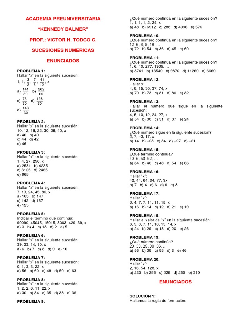 Keba Intensivo Clase 1 Raz. Logico Sucesiones Numericas PDF