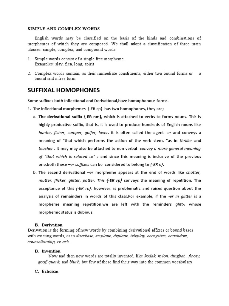 Simple and Complex Words | PDF | Word | Plural