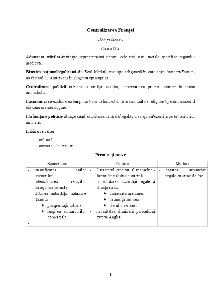 Centralizarea Frantei Schita Ix Ab | PDF