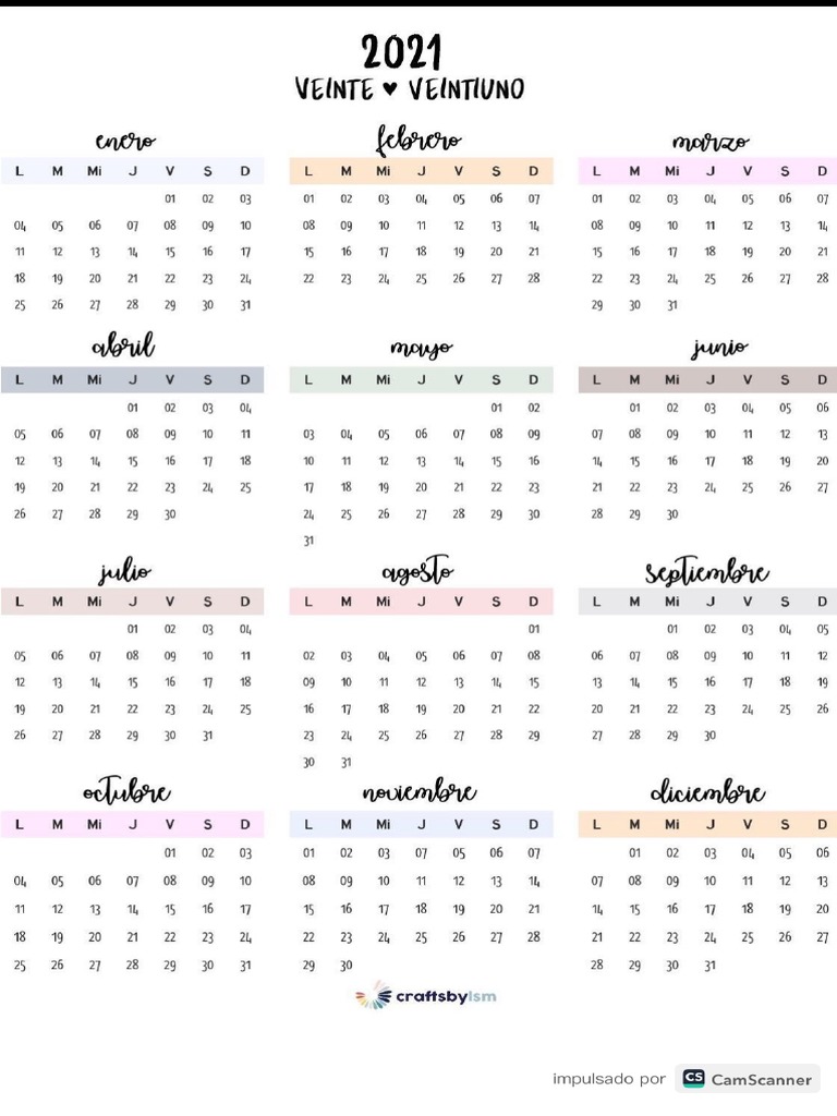 Calendario Aesthetic PDF