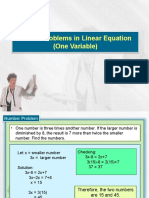 Word Problems in Linear Equation