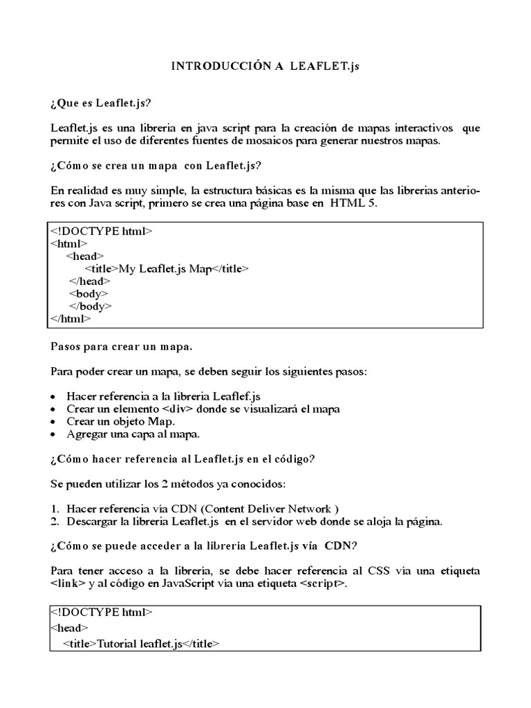 Introducción A Leafletjs Pdf Script Java Ingeniería Informática