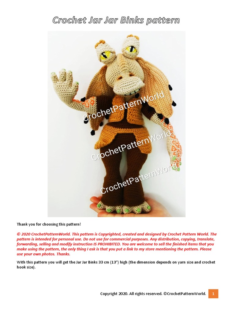 00 Jar Jar Binks PDF Crochet Yarn