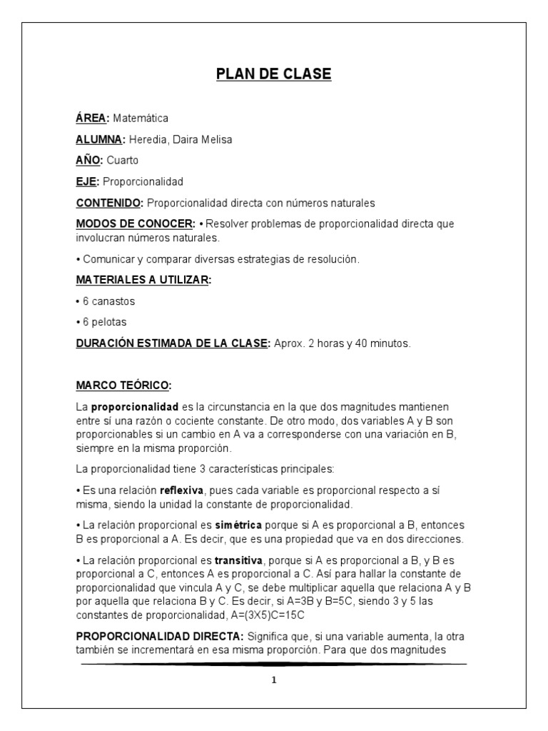 Plan de Clase de Matemática | PDF | Matemáticas