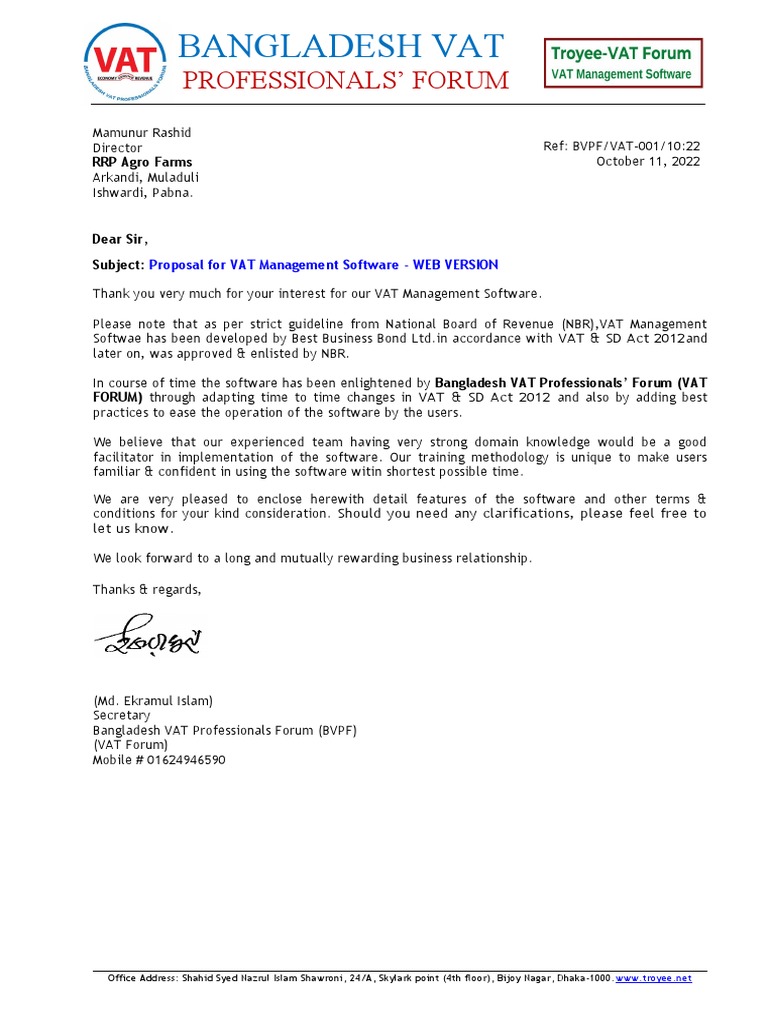 Proposal - VAT Forum-RRP Agro Farms | PDF | Value Added Tax | Debits ...