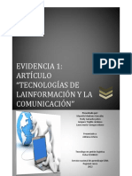 Evidencia 1: Artículo "Tecnologías de Lainformación Y La Comunicación"
