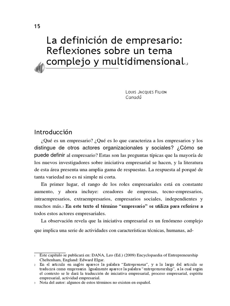 Emprendimiento LUIS JACQUES FILION | PDF | Innovación | Creatividad
