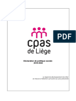 Declaration de Politique Sociale Du Cpas de Liege