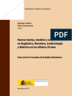 Nuevas Teorías, Modelos y Su Aplicación en Lingüística, Literatura, Traductología y Didáctica en Los Últimos 20 Años