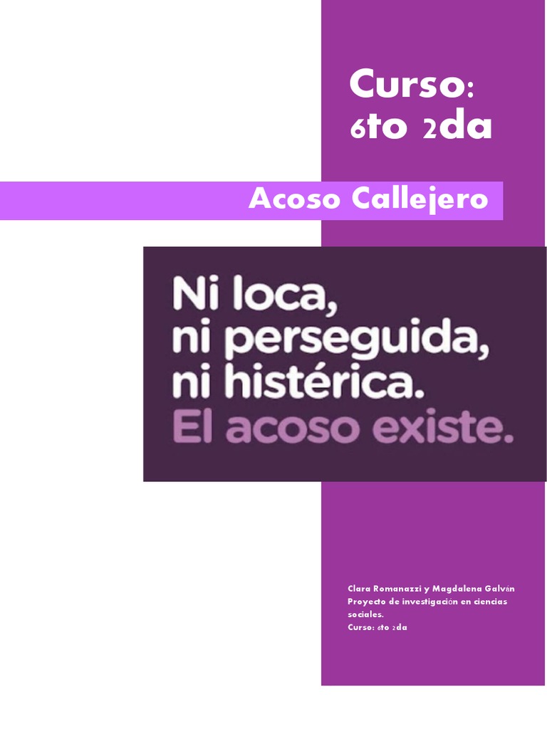 Acoso Callejero en La Plata: Estudio y Definición | PDF | Acoso sexual ...