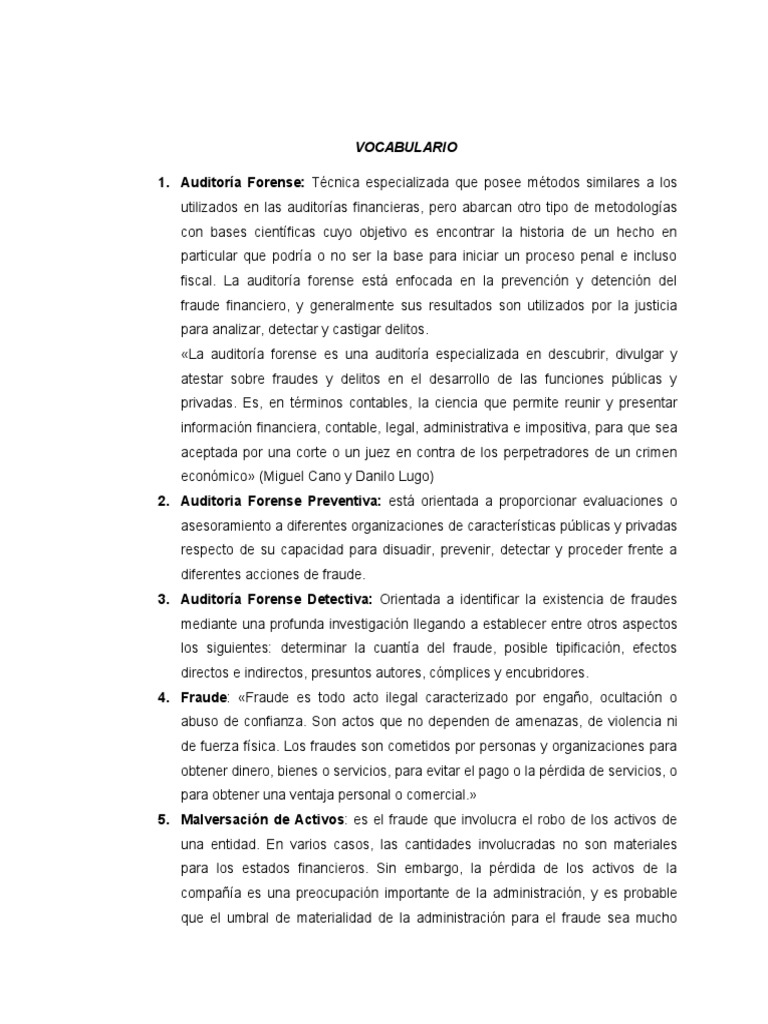 Glosario Auditoria Forense | PDF | Auditoría