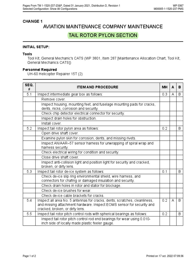 Tail Rotor Pylon Inspection Guide | PDF | Electrical Engineering ...
