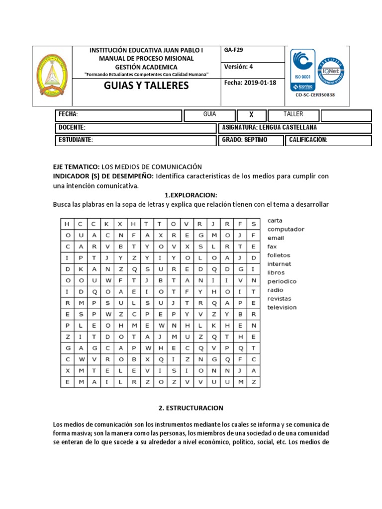 Actividades de Medios de Comunicación Infantil | PDF | Medios de ...