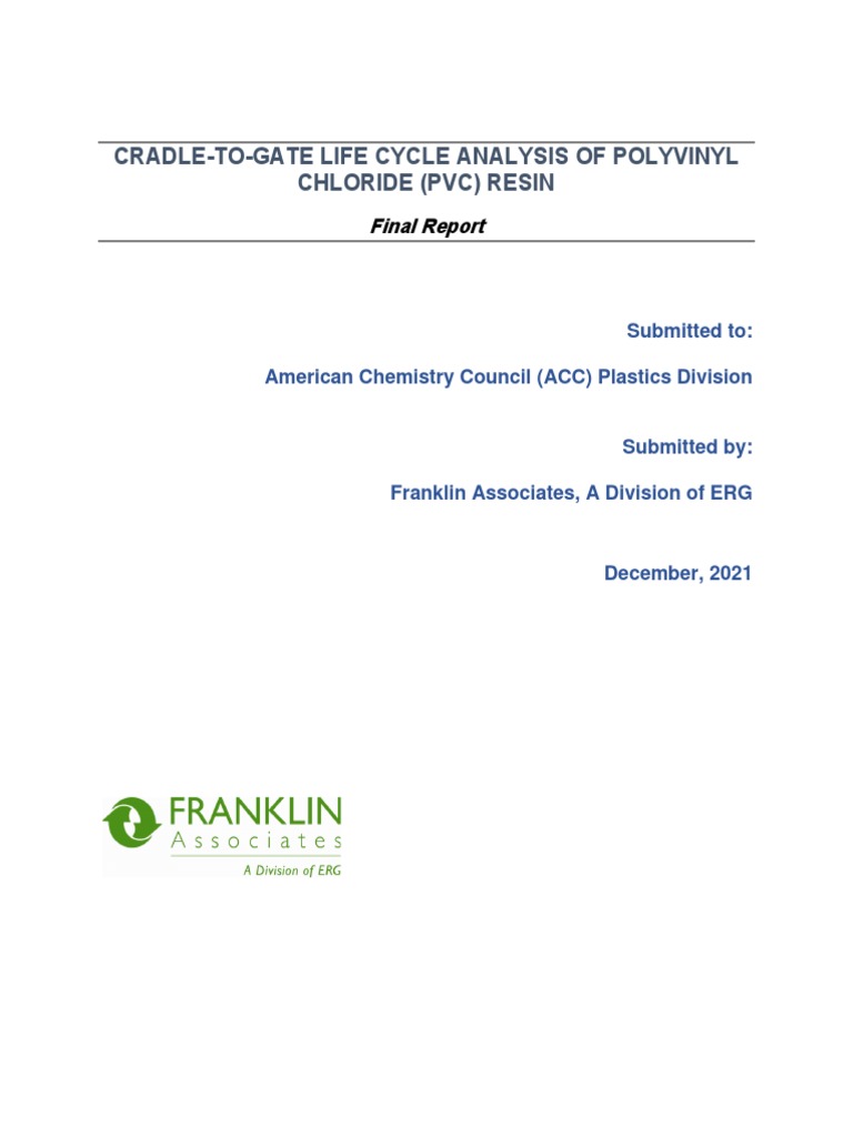 PVC Resin Life Cycle Analysis Report | PDF | Life Cycle Assessment ...