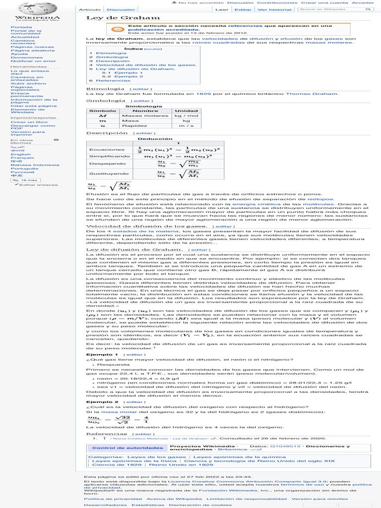Ley de Graham Wikipedia, La Enciclopedia Libre PDF Fases de la
